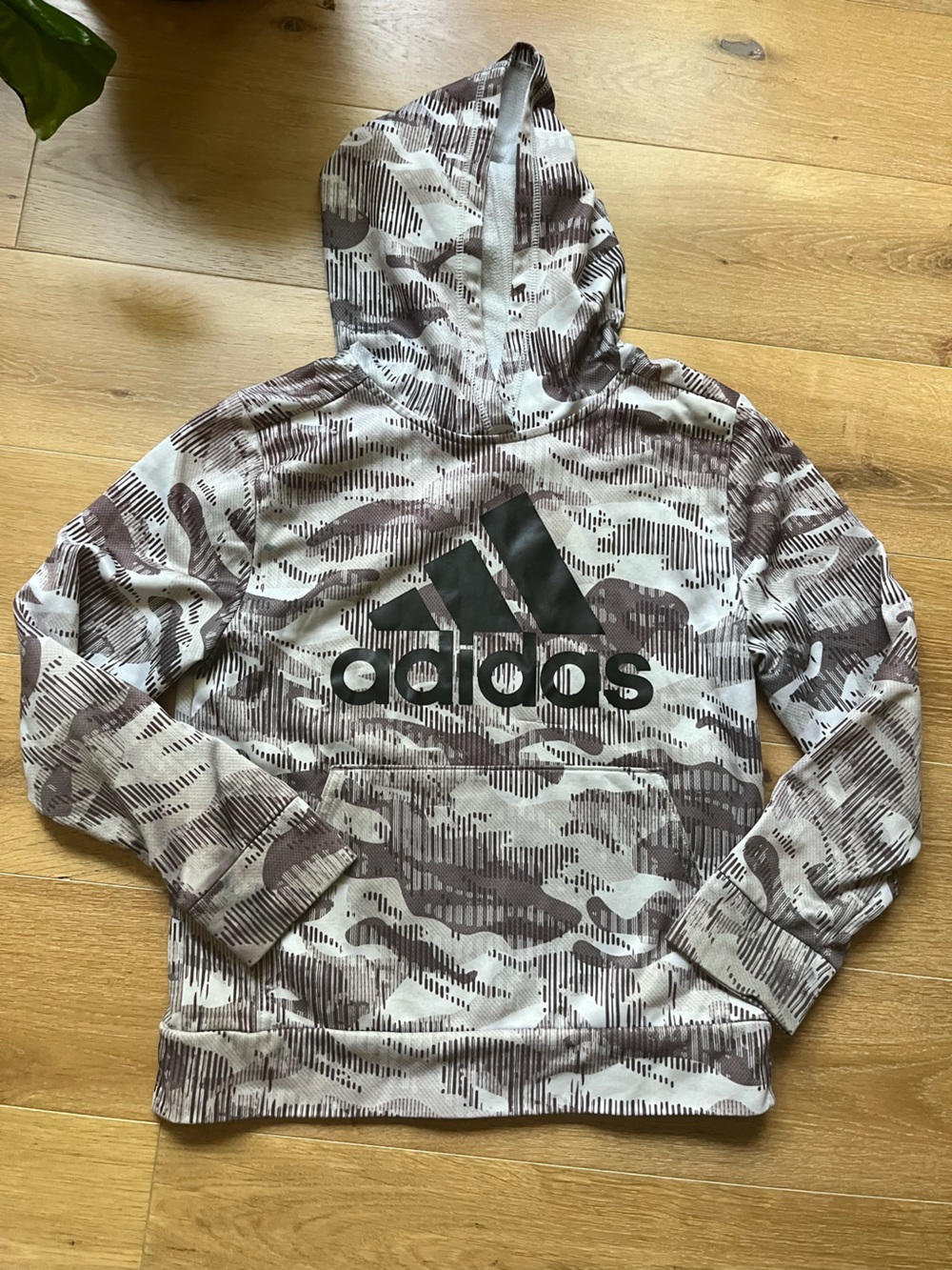 adidas Boys Camouflage Logo Hoodie - Gray & Brown